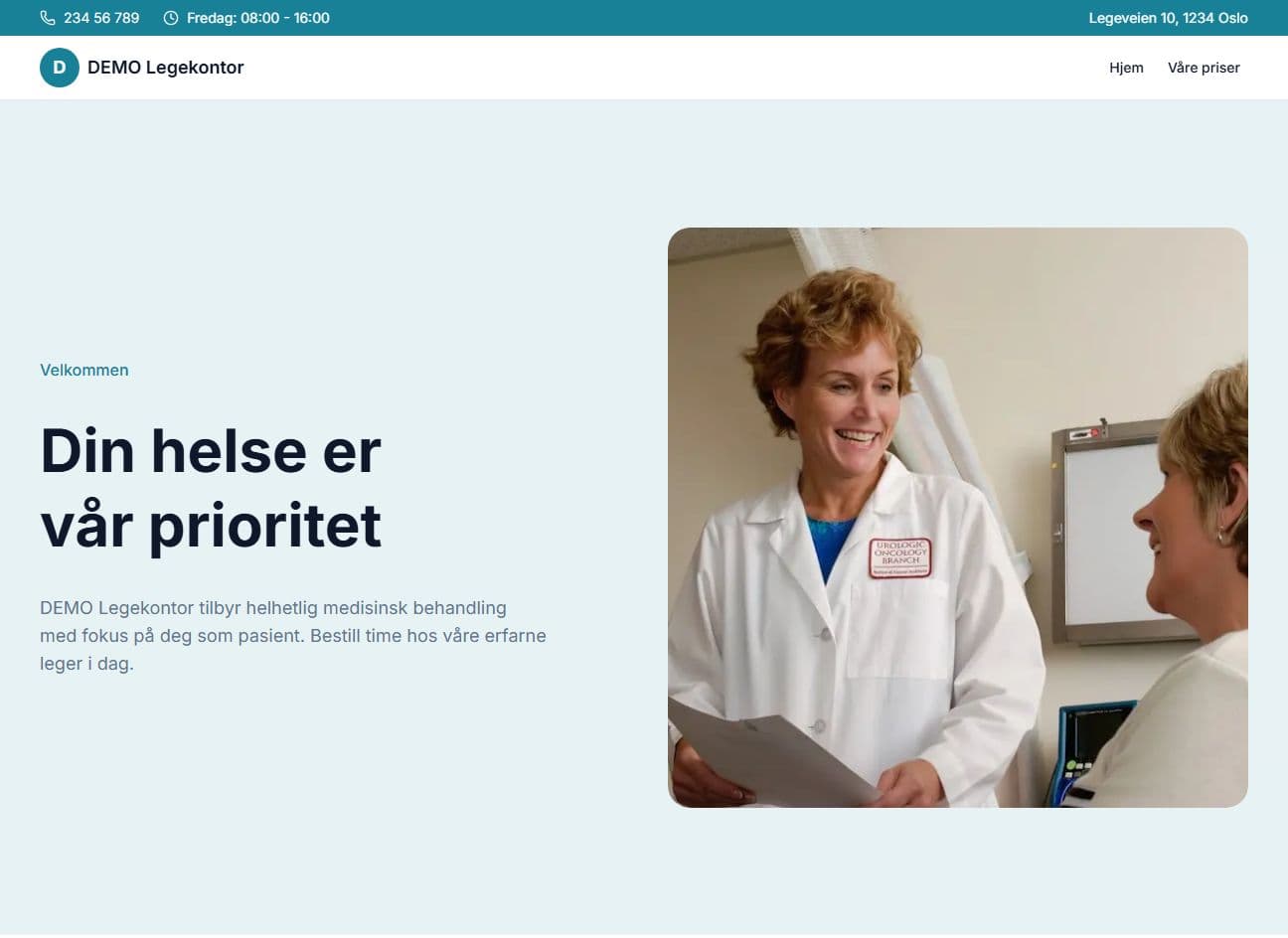 Skjermbilde av Legekontor-demo