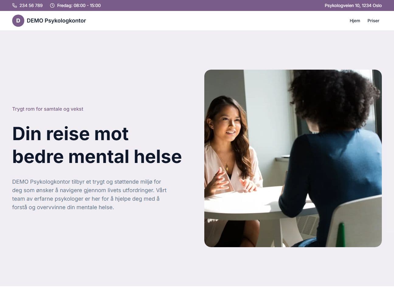 Skjermbilde av Psykolog-demo
