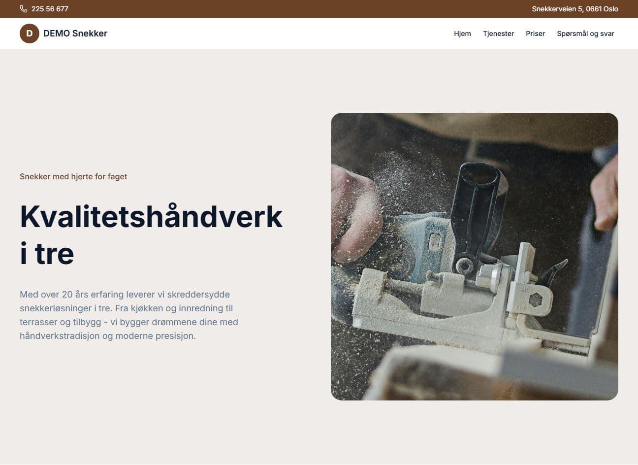 Skjermbilde av Snekker-demo